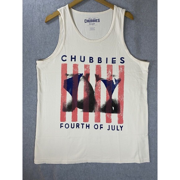 Chubbies Other - Chubbies Tank Top Mens Large Ivory 4th‎ Of July Cotton Scoop Neck Pullover Booty